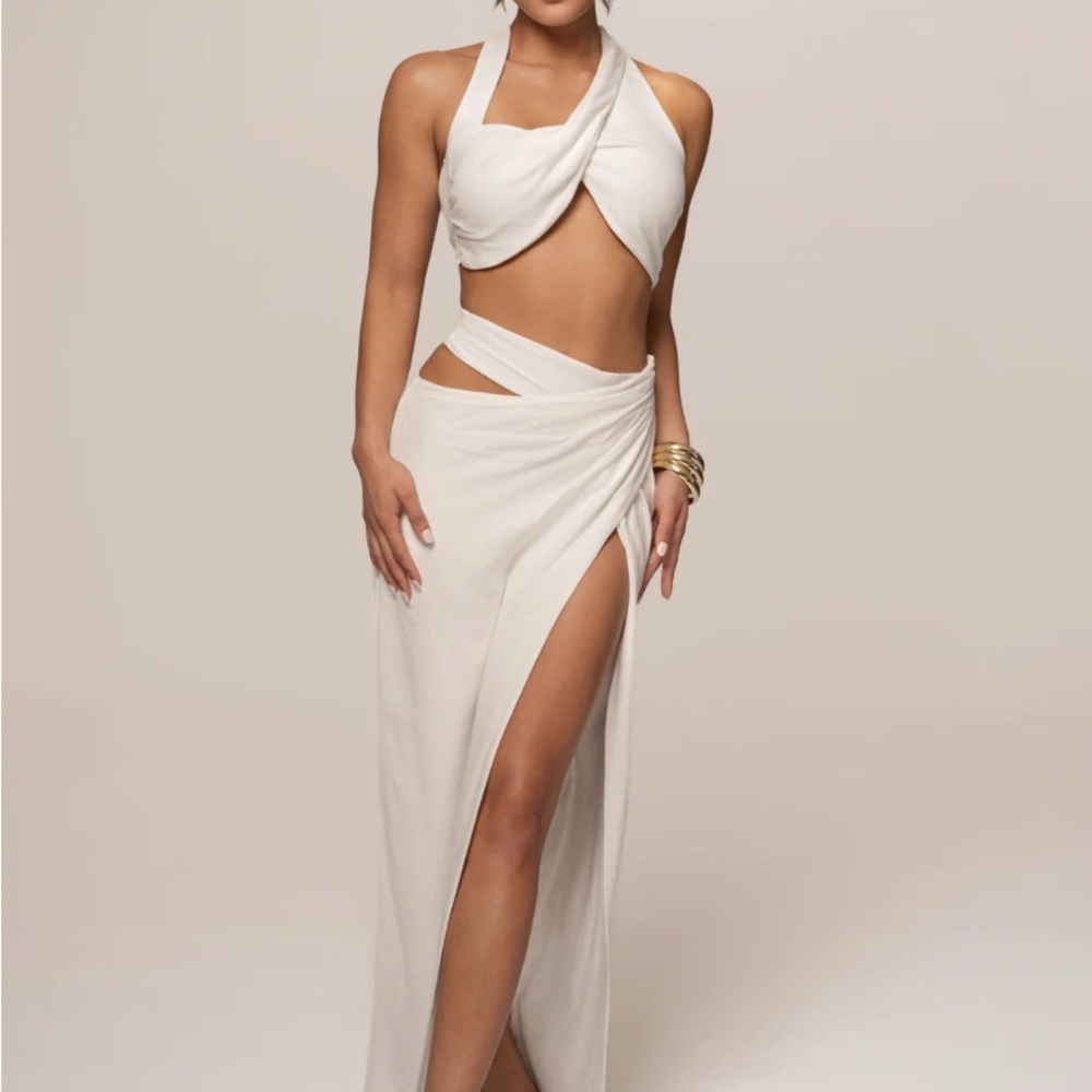 JLUXLABEL Ivory New Age Two Piece Skirt Set